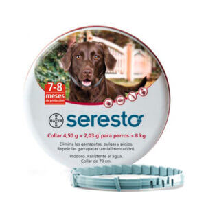 BAYER SERESTO® Collar Repelente Antipulgas Para Perros de 8Kg a más