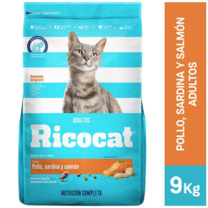 RICOCAT Pollo, Sardina y Salmón para Gato Adulto x 9kg