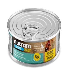 NUTRAM IDEAL Skin Coat & Stomach I19 Adult Chicken & Salmon Alimento para Gato con Piel, Pelo y Estómago Sensible Lata x 156g